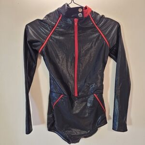 Tenth House Black and Red Women's Bodysuit Dancer's Leotard Open Back - Xs